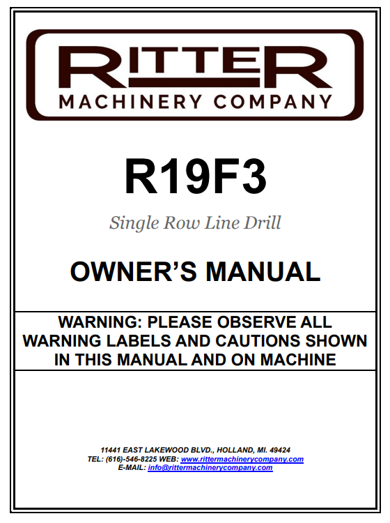 R19 Ritter Machinery Manual PDF 3