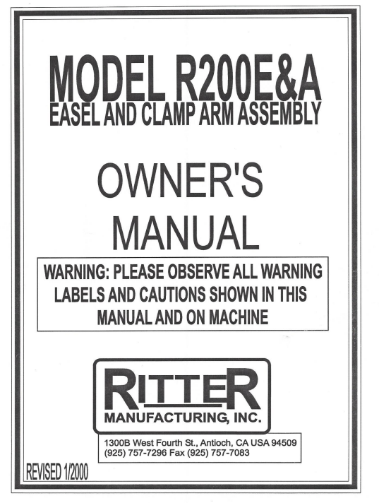 R200E/A Ritter Machinery Manual PDF 2